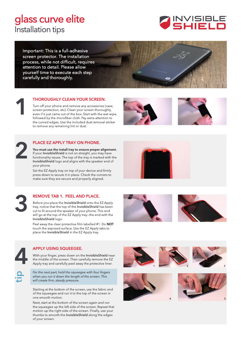 Page n°1 - Manuel utilisateur InvisibleShield Glass Curve Elite