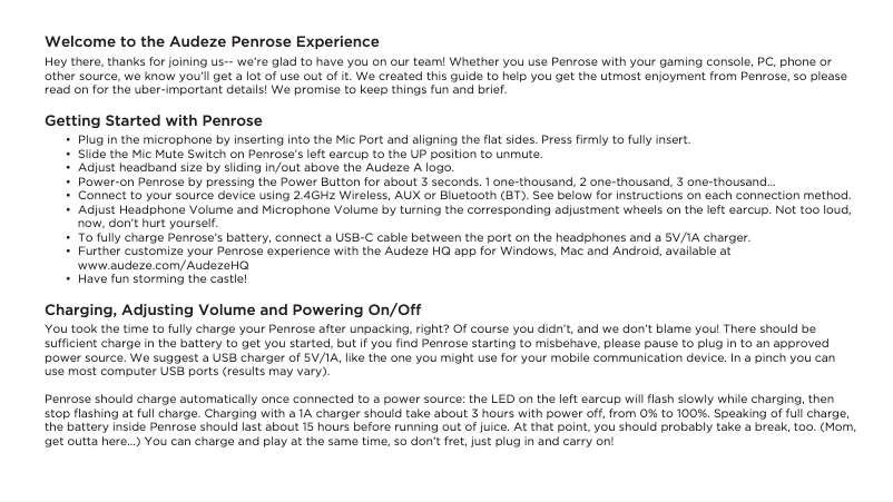 Page n°1 - Manuel utilisateur Audeze Penrose X