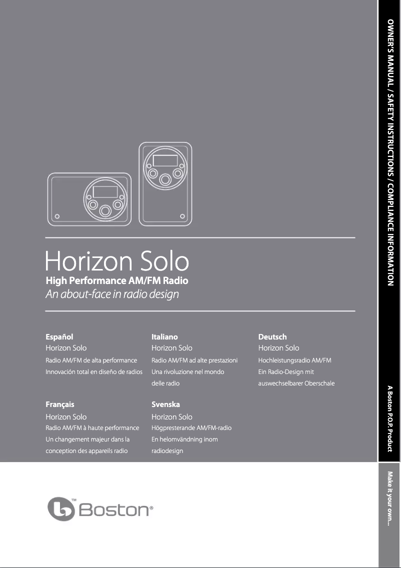 Page 1 de la notice Manuel utilisateur Boston Acoustics Solo