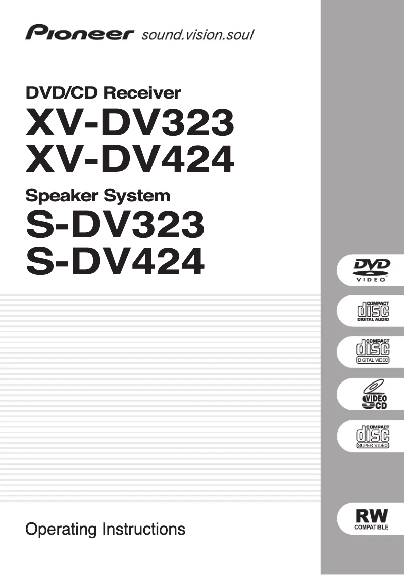 First page image of the manual for XV S-DV424