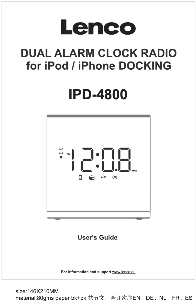 Page 1 de la notice Manuel utilisateur Lenco iPD-4800