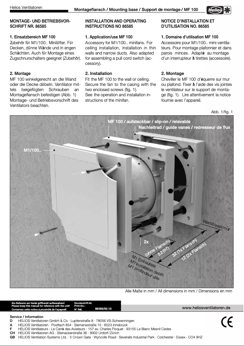 Page n°1 - Manuel utilisateur Helios MF 100