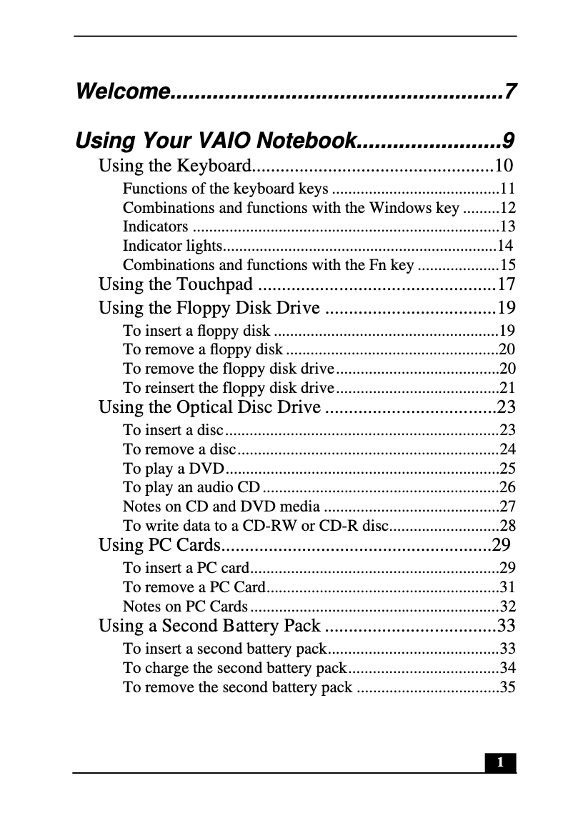 Page n°1 - Manuel utilisateur Sony Vaio PCG-FX370
