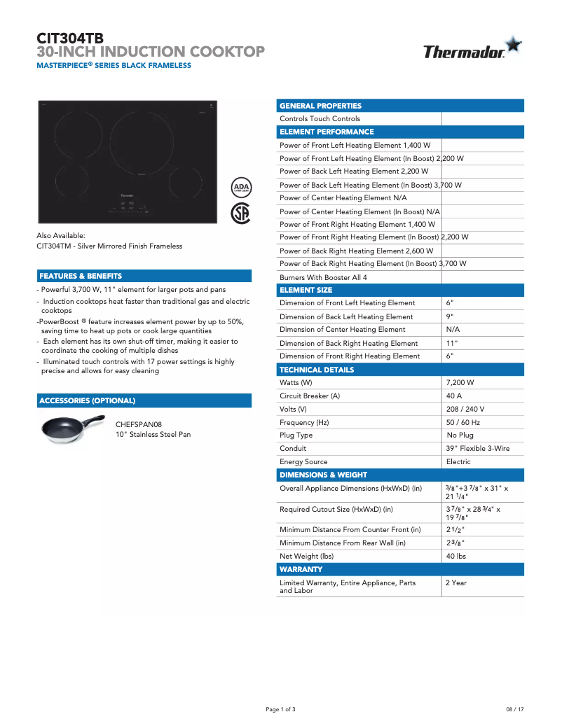 Image de la première page du manuel de l'appareil Masterpiece CIT304TB