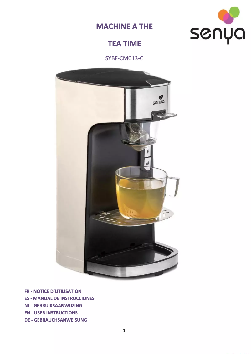Page n°1 - Manuel utilisateur Senya Tea Time SYBF-CM013