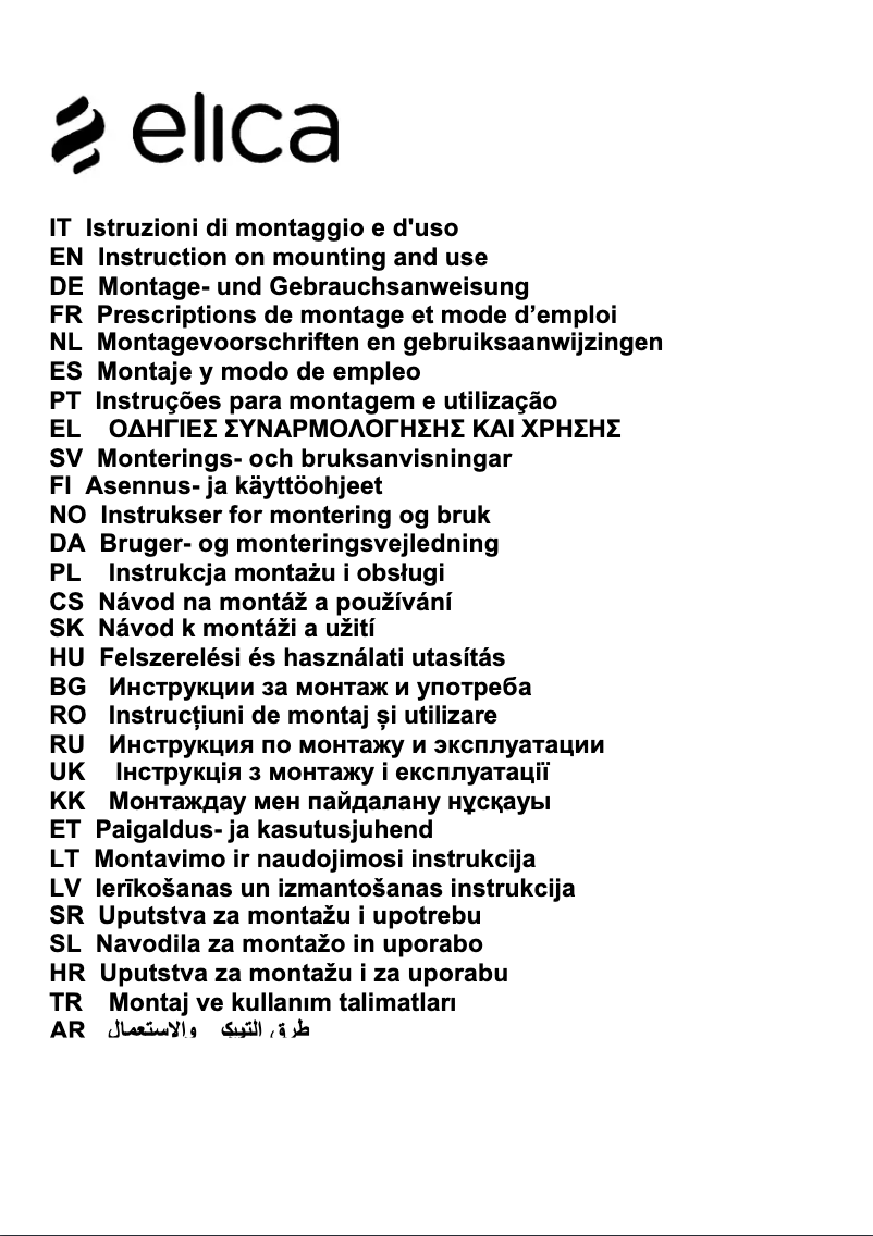 Page 1 de la notice Manuel utilisateur Elica NIKOLATESLA FIT XL PRF0179476