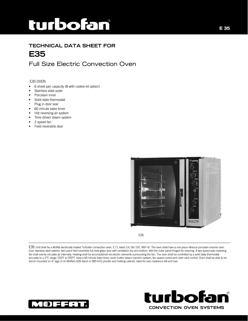 Page n°1 - Manuel utilisateur Moffat Turbofan E35