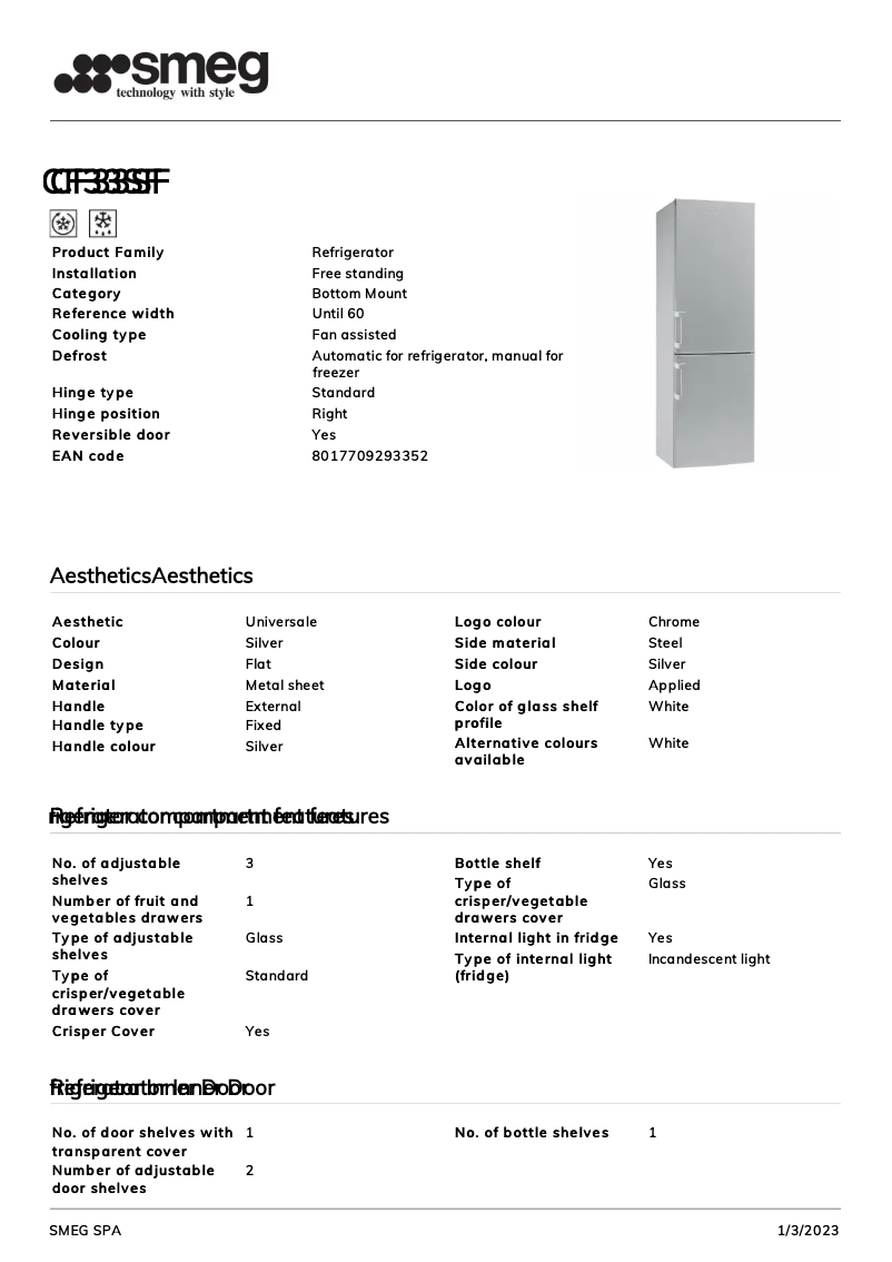 Page 1 de la notice Brochure Smeg CF33SF