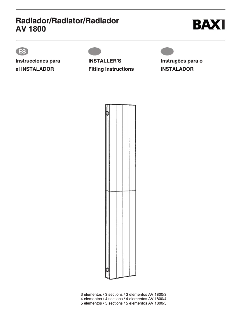 Page n°1 - Manuel utilisateur Baxi AV 1800