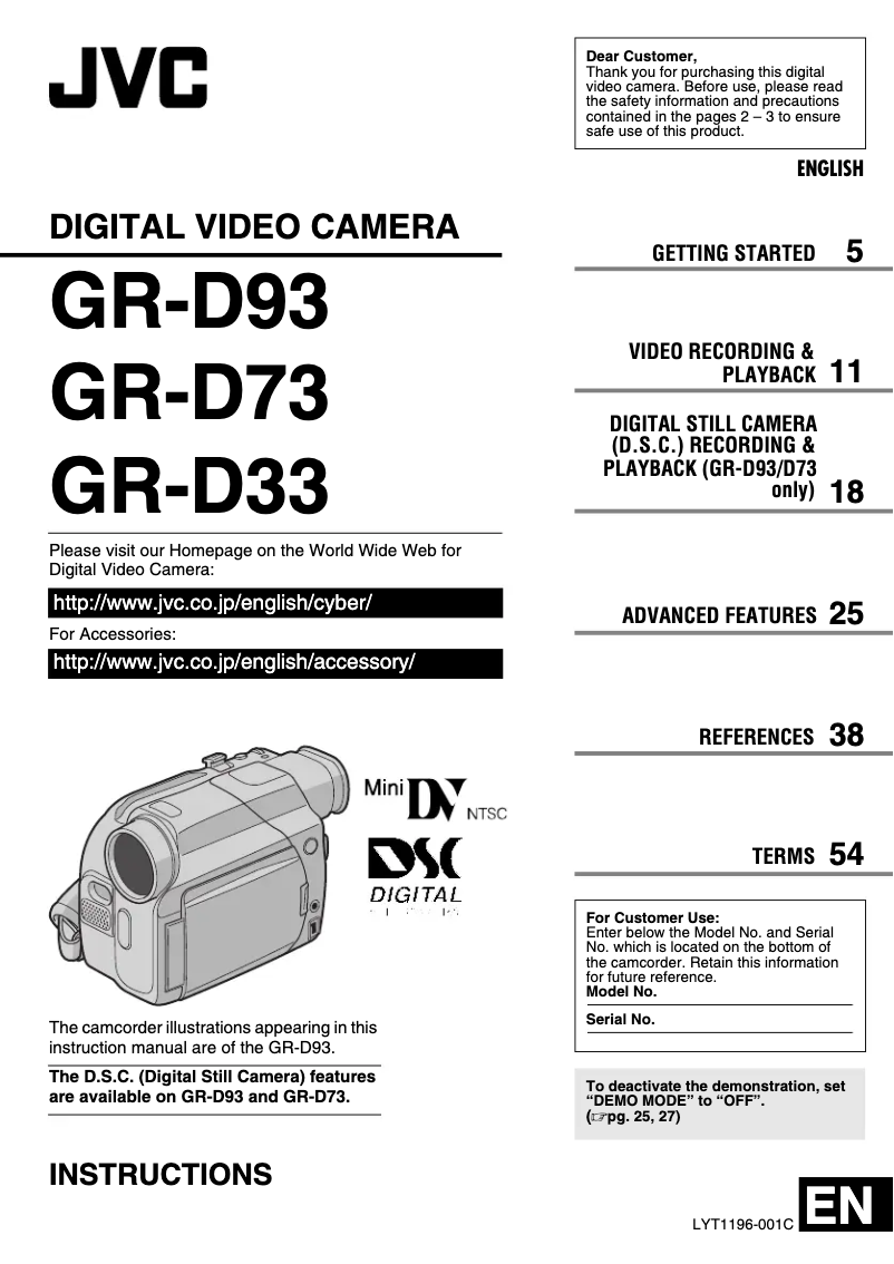 Page n°1 - Manuel utilisateur JVC GR-D33