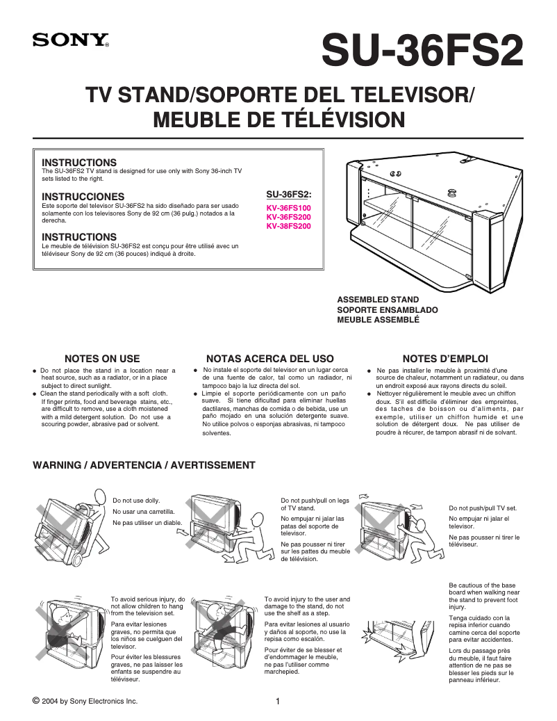 Page 1 de la notice Manuel utilisateur Sony KV-36FS200