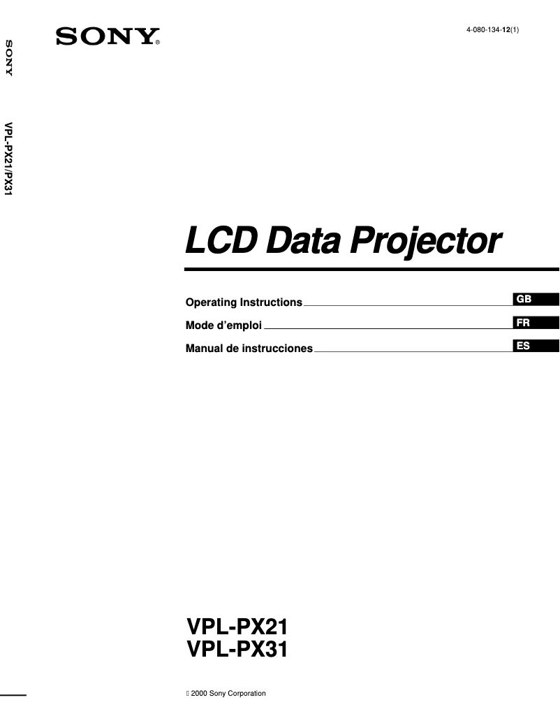 Image de la première page du manuel de l'appareil VPL-PX21