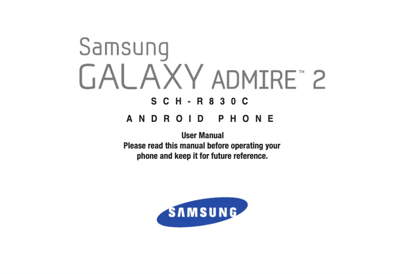 Page 1 de la notice Manuel utilisateur Samsung Galaxy Admire 2