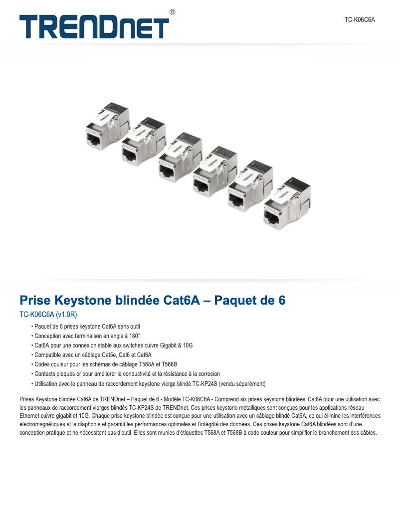 Page n°1 - Fiche technique TRENDnet TC-K06C6A