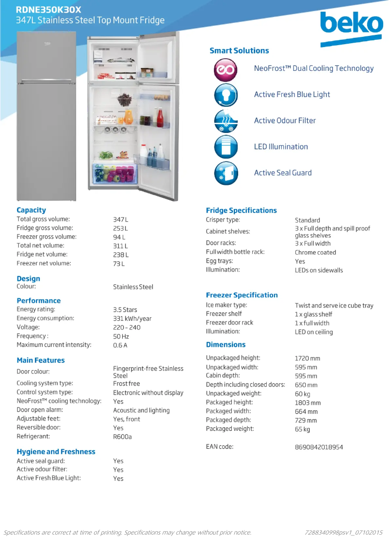 Image de la première page du manuel de l'appareil RDNE350K30X