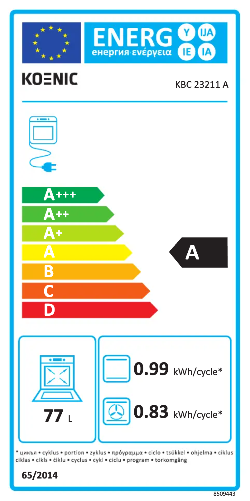 Página 1 del manual Etiqueta energética Amica KBC 23211 A