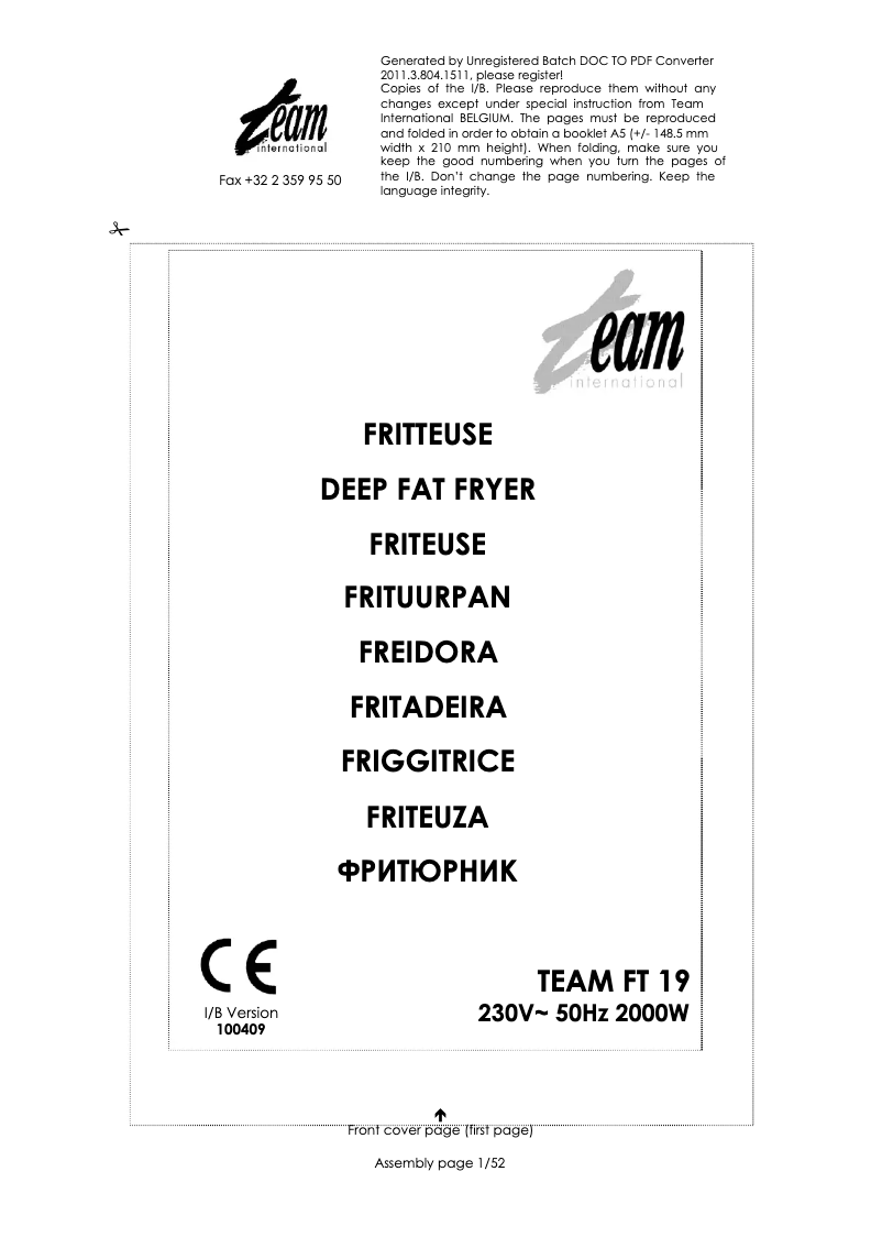 Page n°1 - Manuel utilisateur Team FT 19