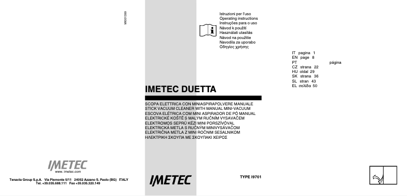 Page 1 de la notice Manuel utilisateur Imetec 8086 Duetta