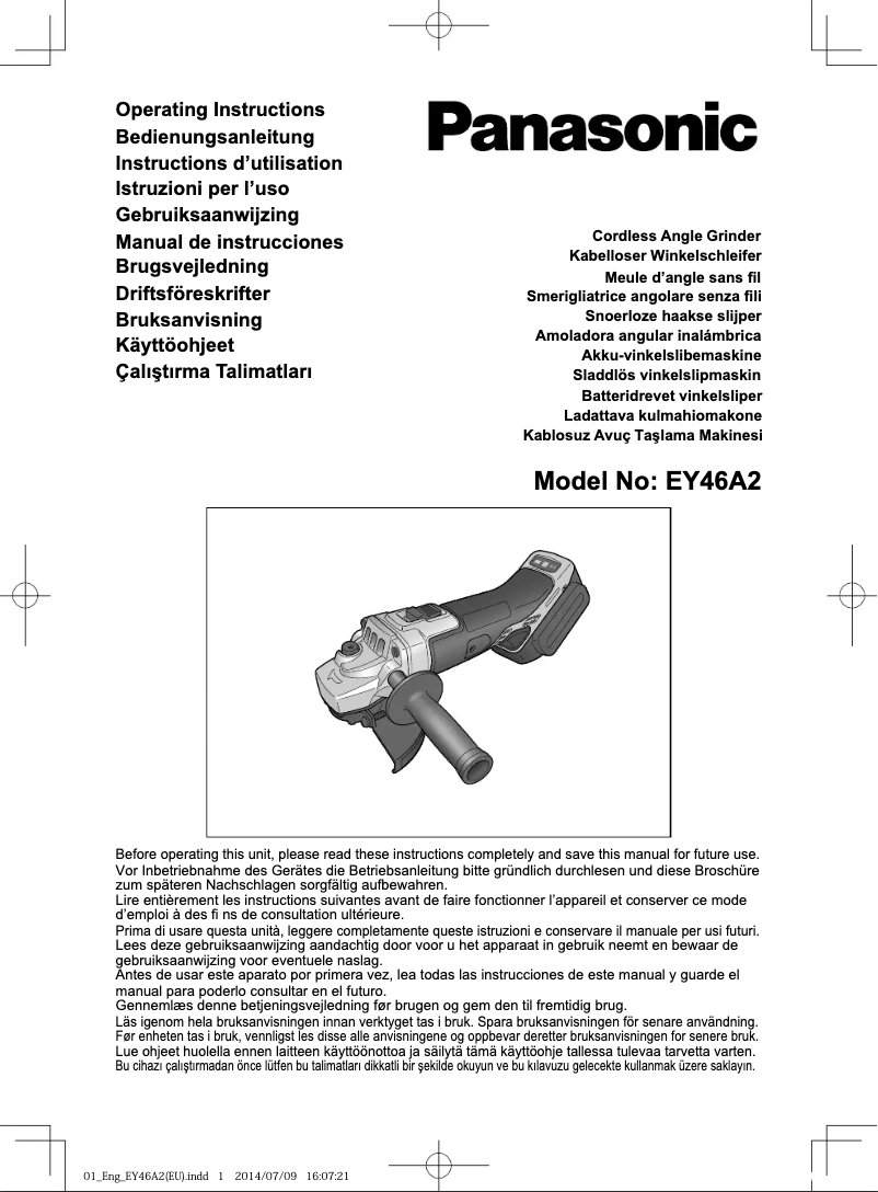 Page n°1 - Manuel utilisateur Panasonic EY46A2