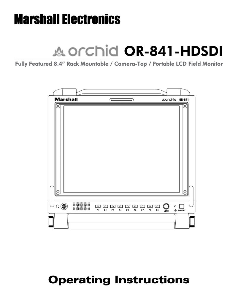 Page n°1 - Manuel utilisateur Marshall OR-841-HDSDI