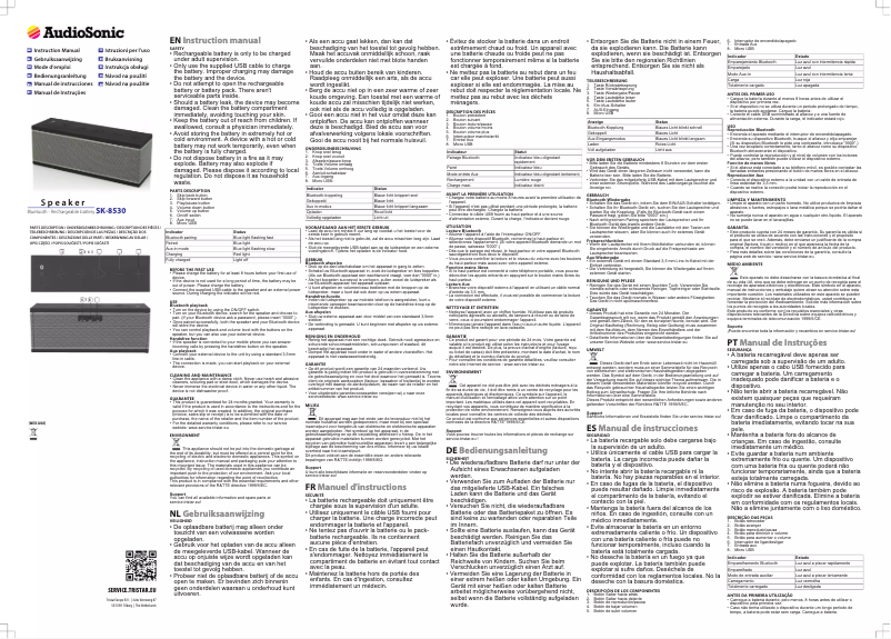 Page 1 de la notice Manuel utilisateur AudioSonic SK-8530