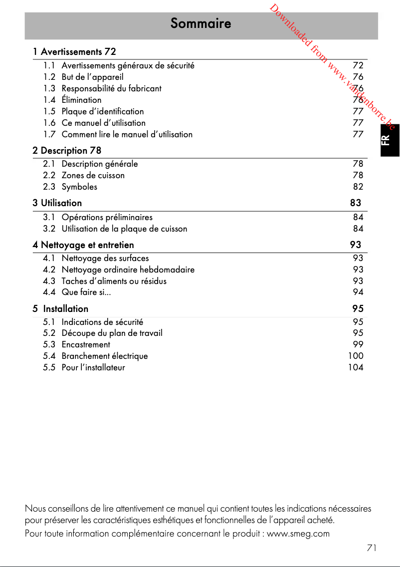 Page n°1 - Manuel utilisateur Smeg SE364ETD