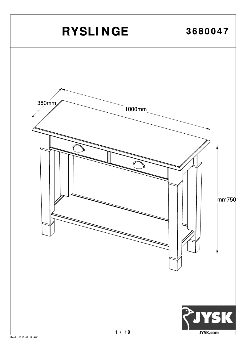 Imagen de la primera página del manual del dispositivo Ryslinge (85x270x78)