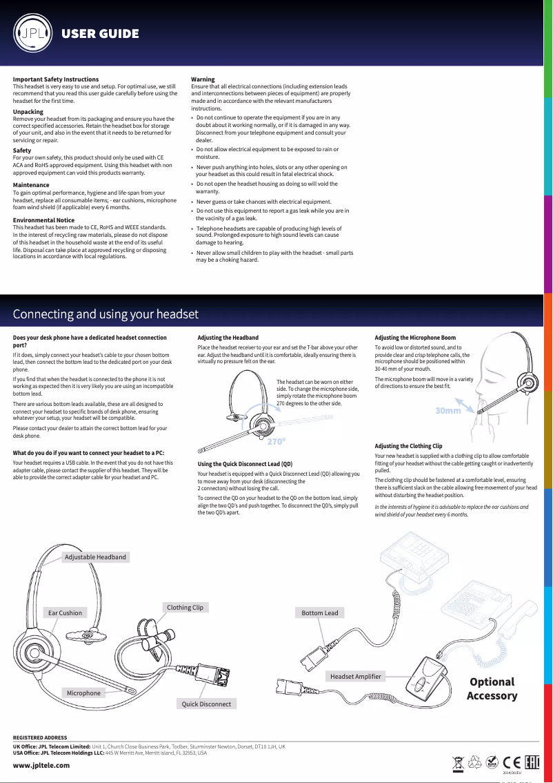 Page 1 de la notice Manuel utilisateur JPL 611-PB