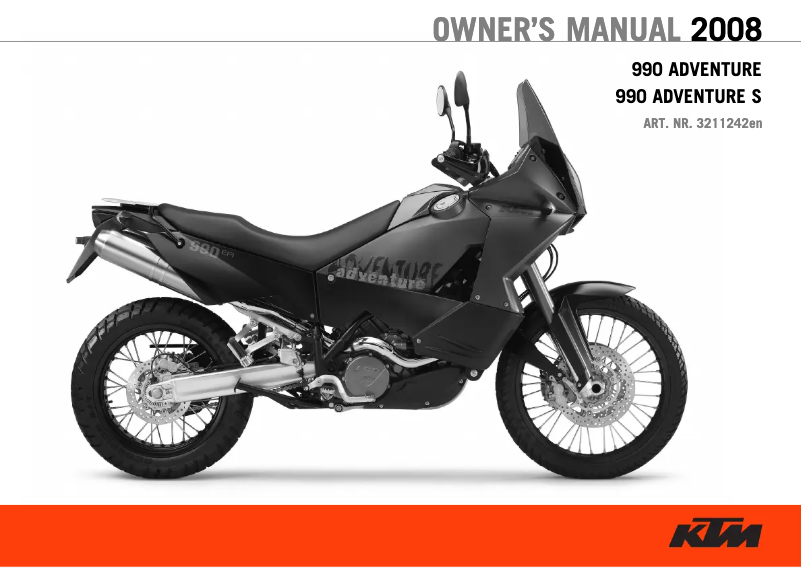 Page 1 de la notice Manuel utilisateur KTM 990 Adventure S (2008)