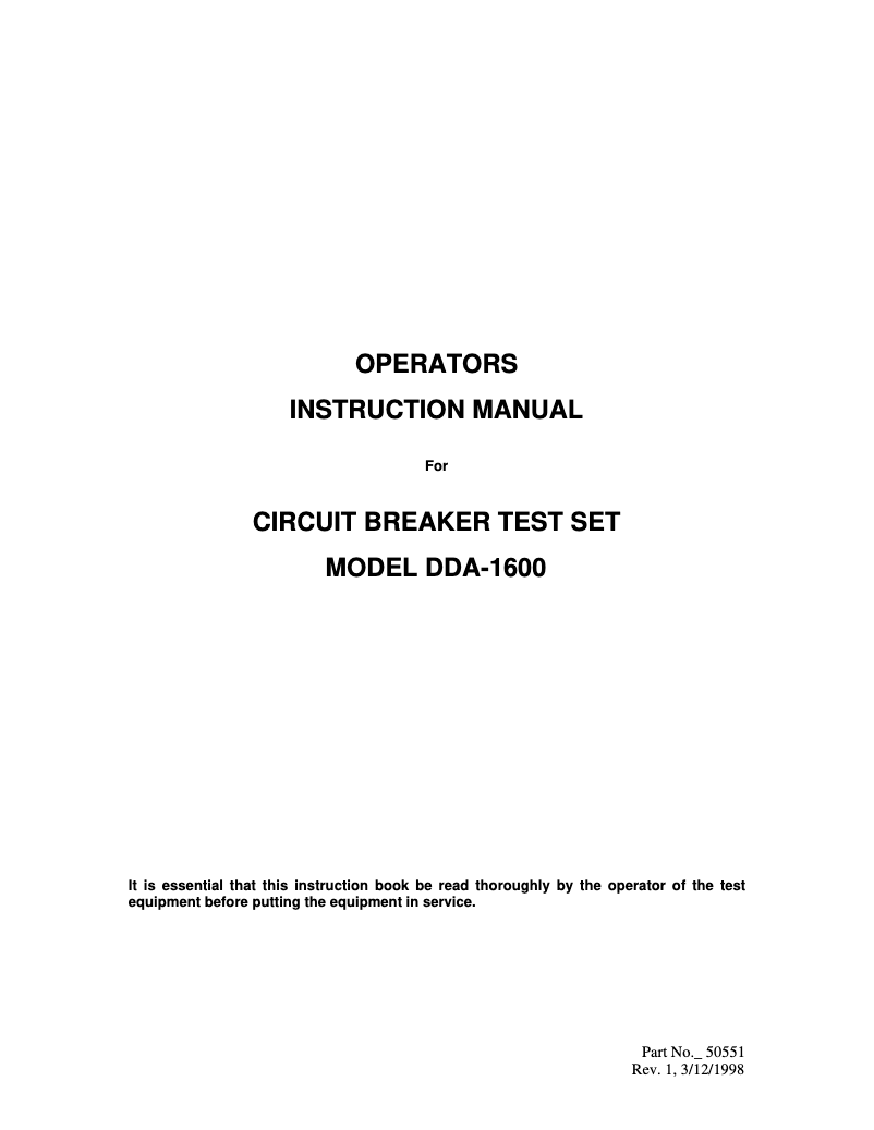 Page 1 de la notice Manuel utilisateur Megger DDA-1600