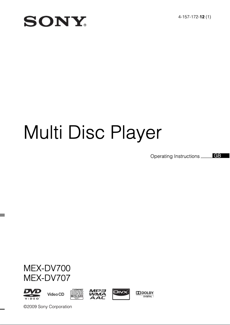 Página 1 del manual Manual de usuario Sony MEX-DV700