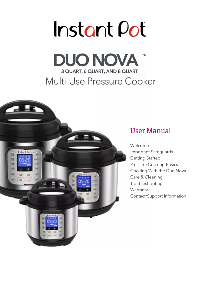 Page 1 de la notice Manuel utilisateur Instant Pot Duo Nova