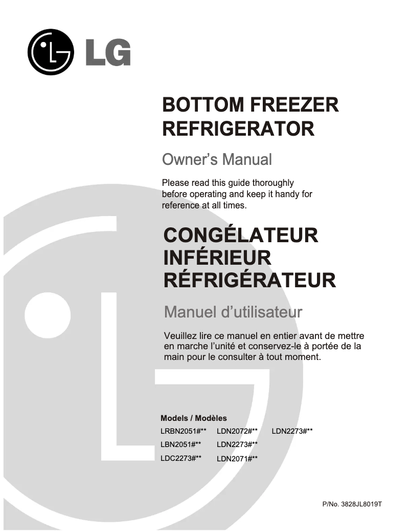 Page n°1 - Manuel utilisateur LG GM-738FSCA
