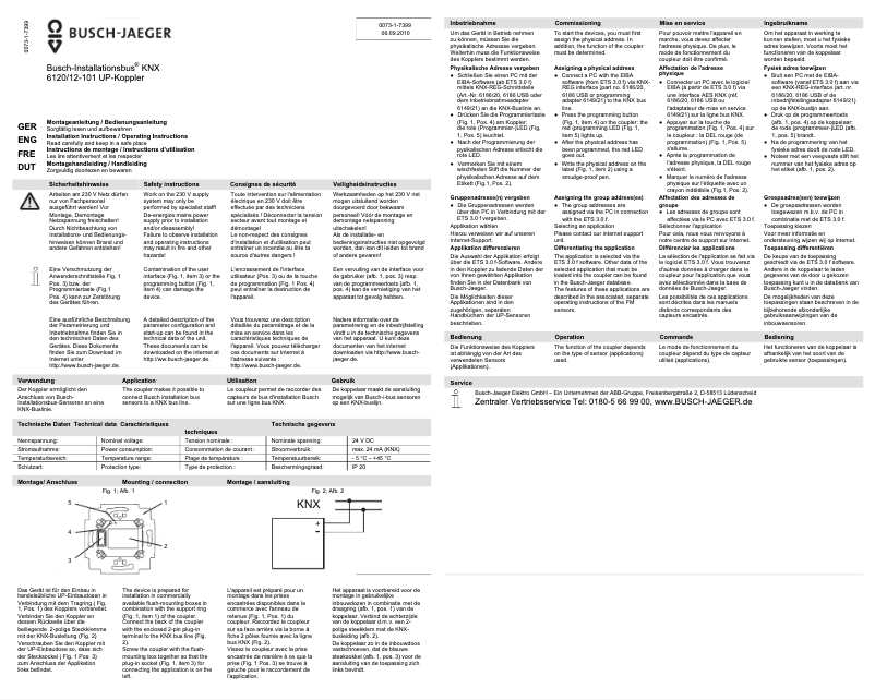 Page n°1 - Manuel utilisateur Busch-Jaeger 6120/12-101