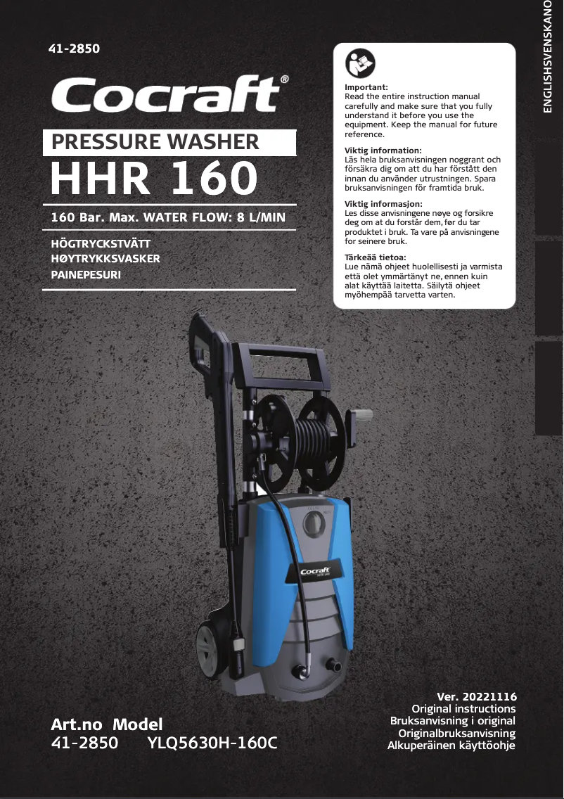 Page n°1 - Manuel utilisateur Cocraft HHR 160