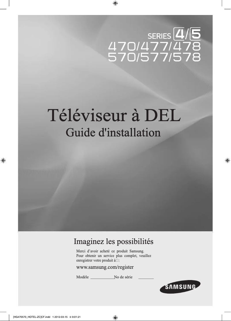 Page 1 de la notice Guide d'installation Samsung HG32NA470PF
