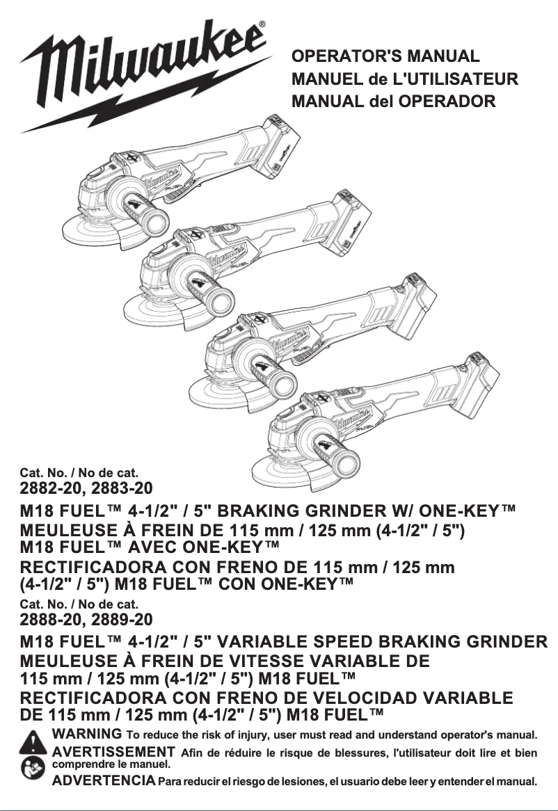 Page n°1 - Manuel utilisateur Milwaukee M18 Fuel ONE-KEY 2882-22