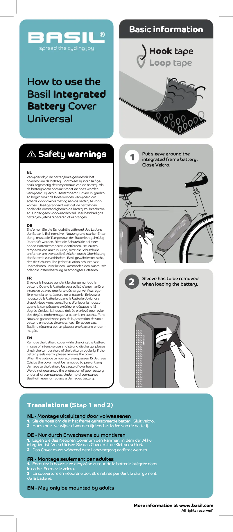 Page 1 de la notice Manuel utilisateur Basil Integrated Battery Cover