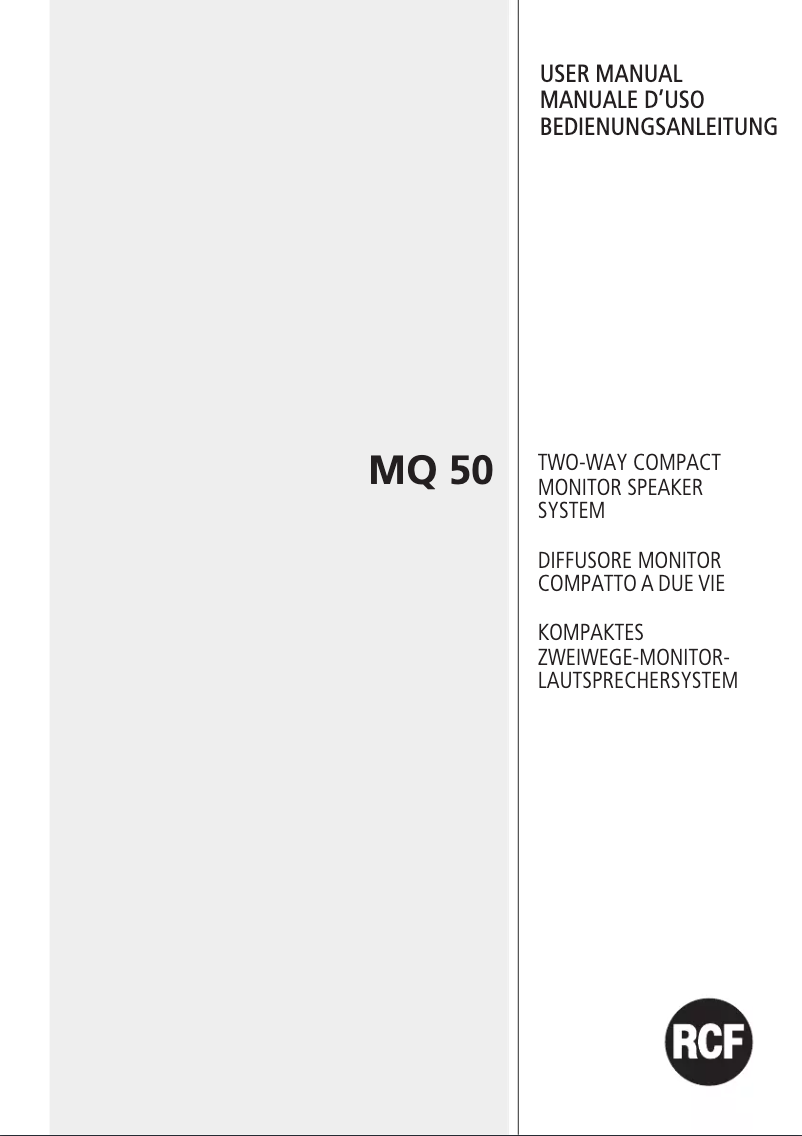 Página 1 del manual Manual de usuario RCF MQ 50