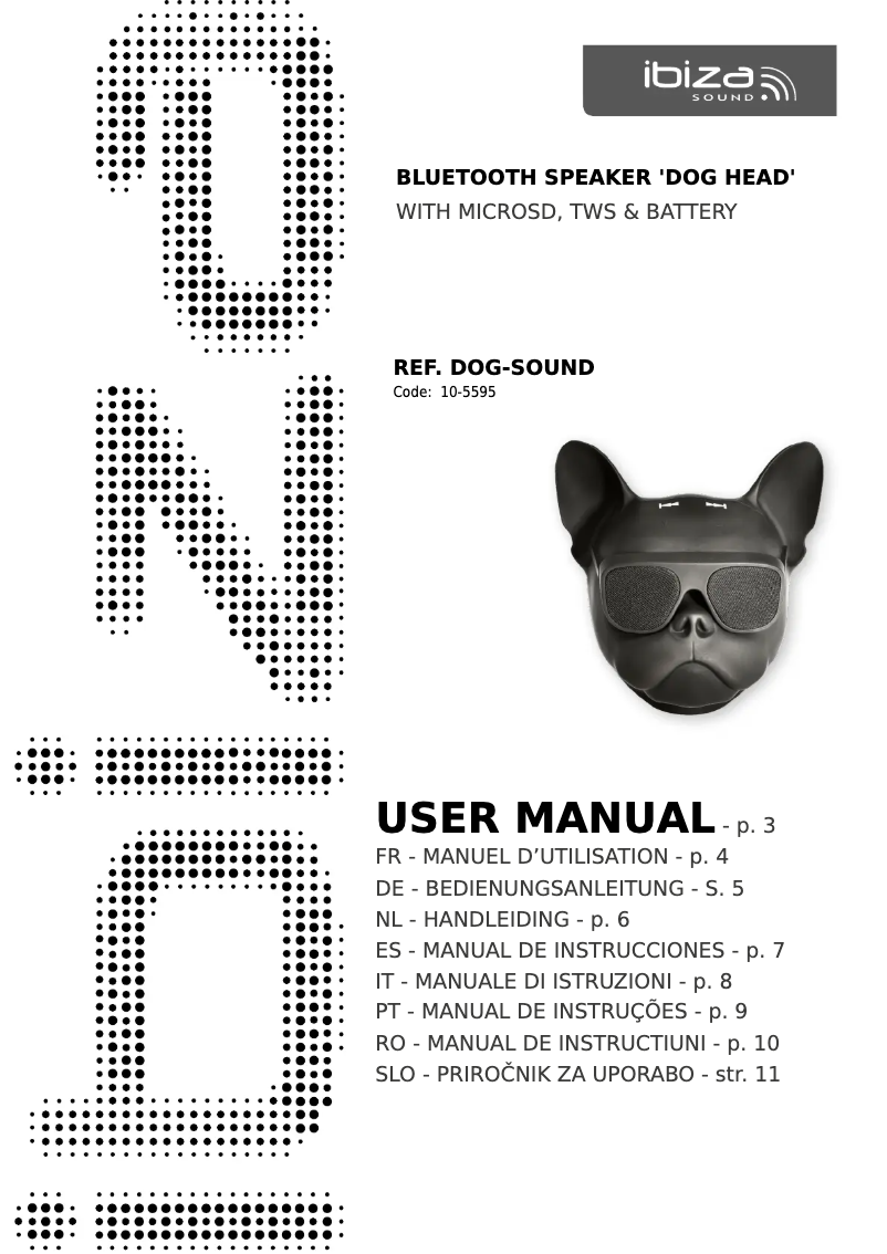 Page 1 de la notice Manuel utilisateur Ibiza Sound DOG-SOUND