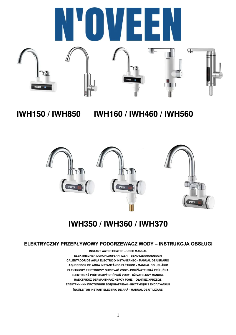 Page n°1 - Manuel utilisateur N'oveen IWH850