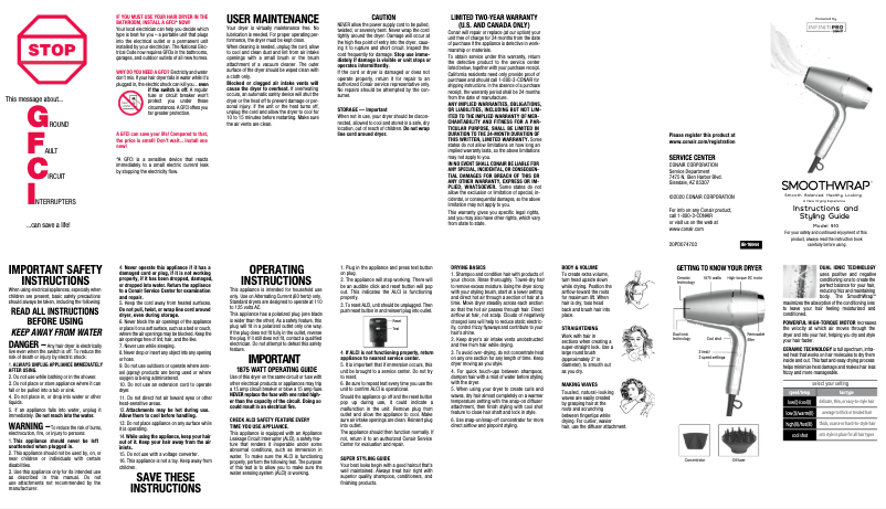 Page 1 de la notice Manuel utilisateur Conair 910N