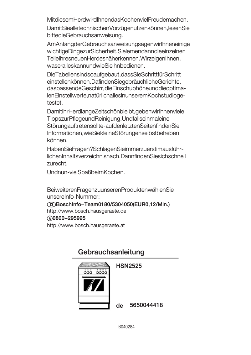 Page 1 de la notice Manuel utilisateur Bosch HSN2525