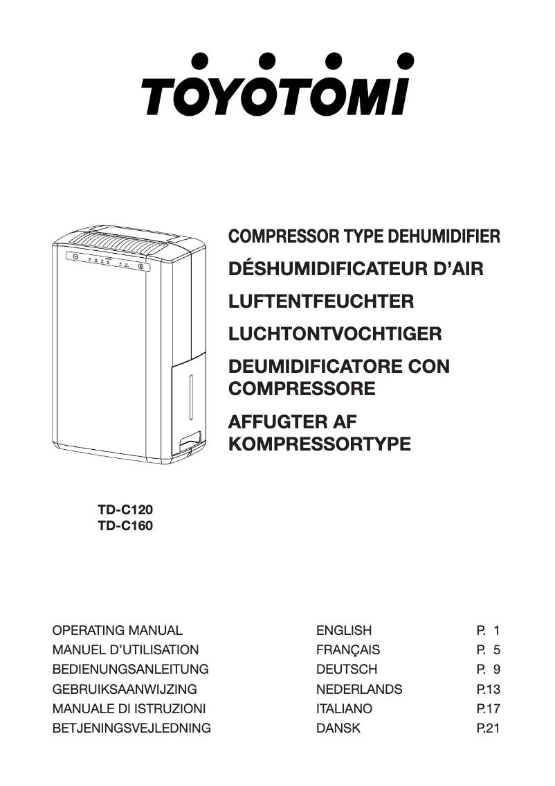 Page 1 de la notice Manuel utilisateur Toyotomi TD-C160