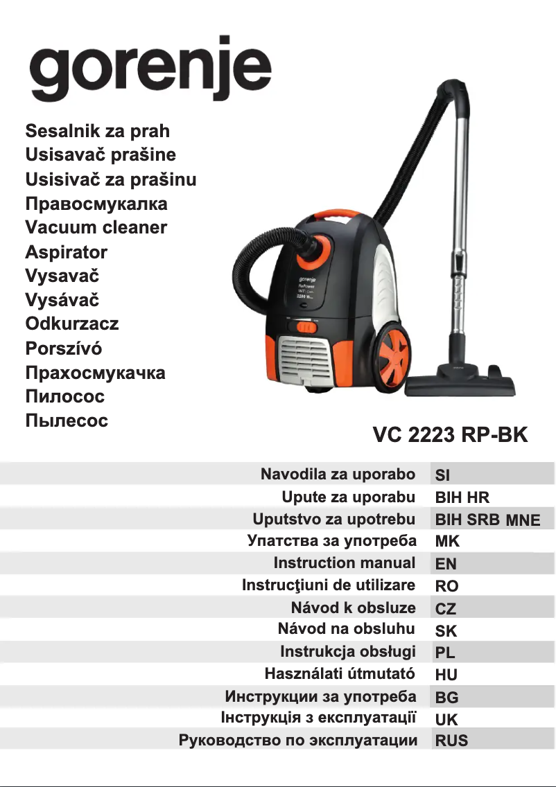 Image de la première page du manuel de l'appareil VC2223RPBK