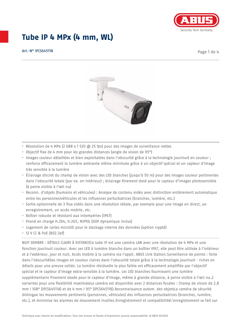 Imagen de la primera página del manual del dispositivo IPCS64511B
