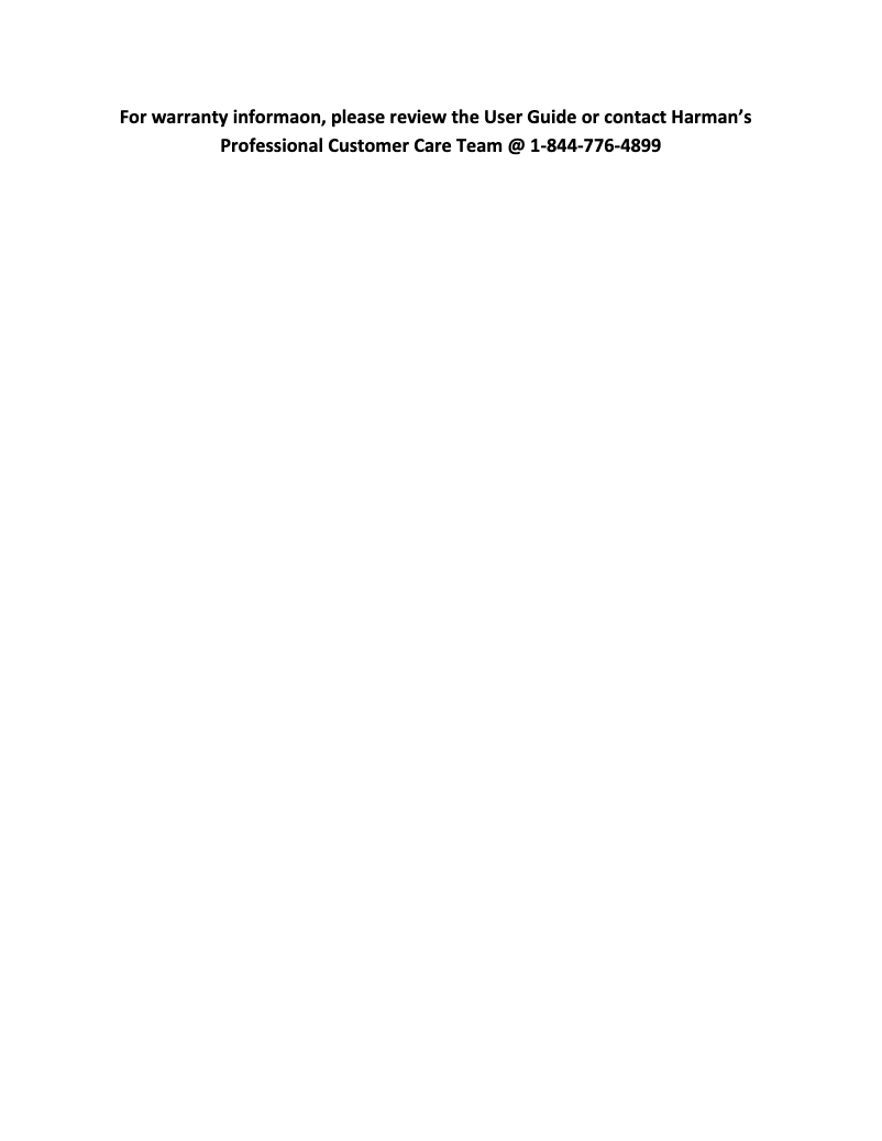 Page 1 de la notice Informations de garantie JBL CBT 200LA-1