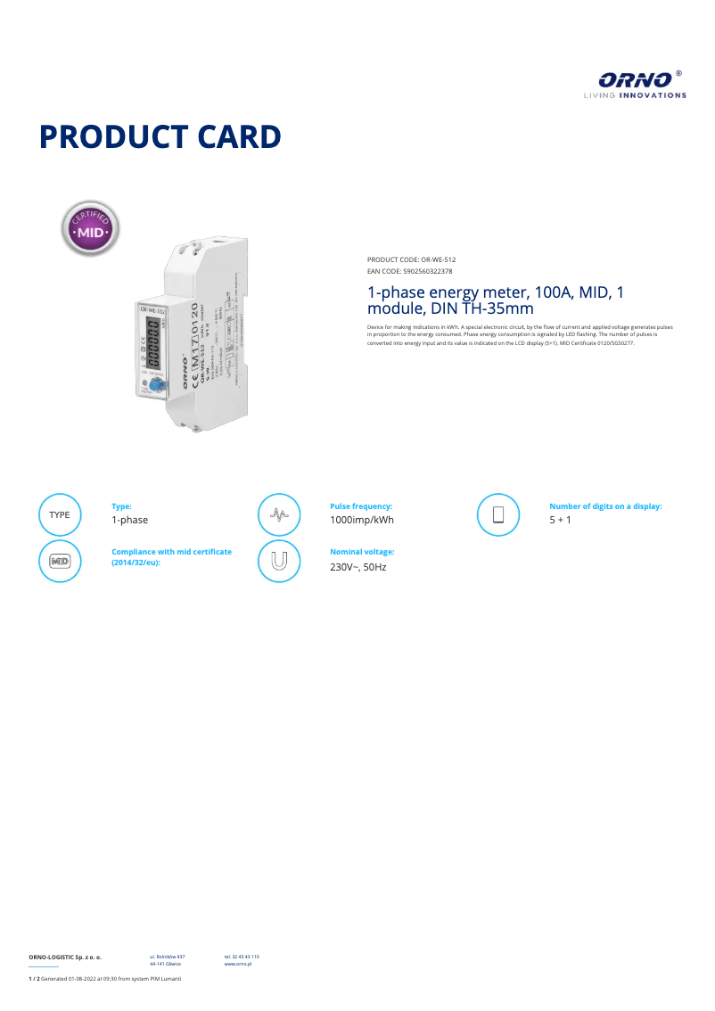 Image de la première page du manuel de l'appareil OR-WE-512