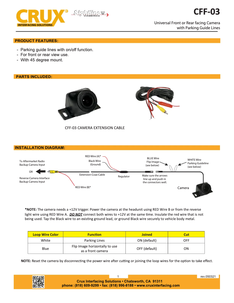 Page 1 de la notice Manuel utilisateur CRUX CFF-03