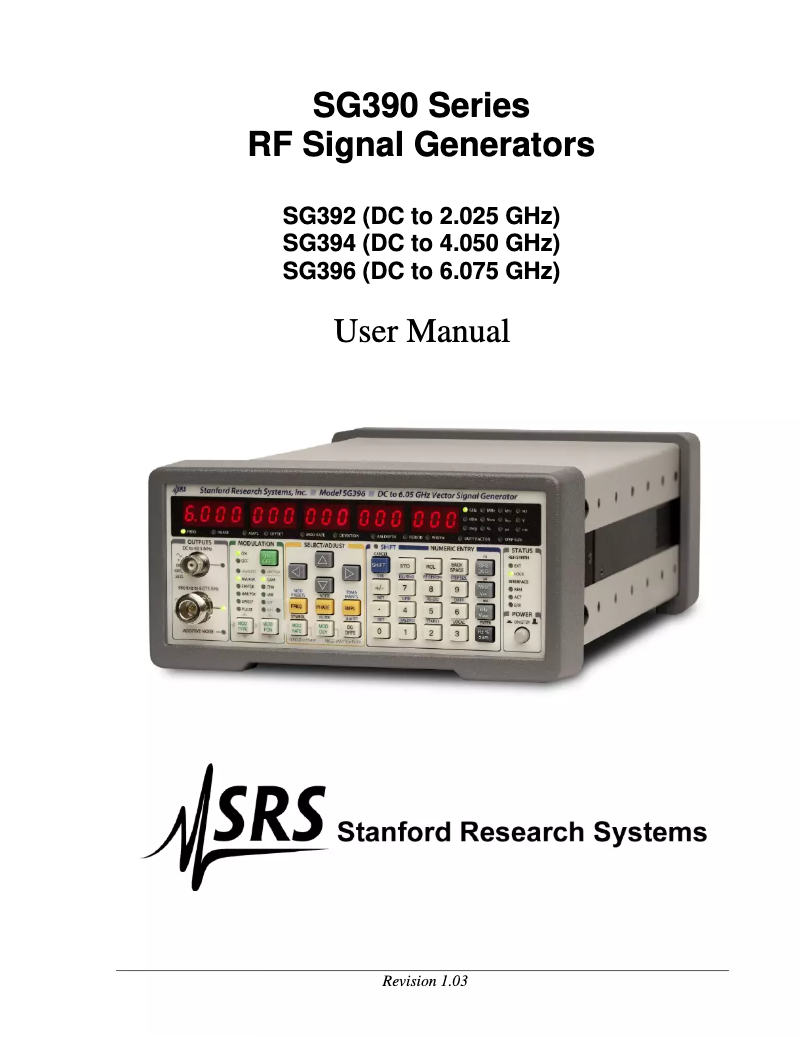 Page n°1 - Manuel utilisateur SRS SG390